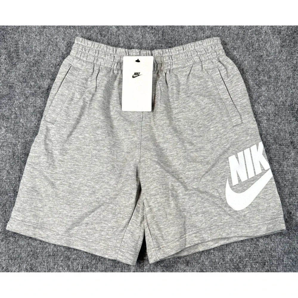 Nike Kids Size 6 Sportswear Futura Logo Heather Grey Pockets Shorts NWT